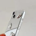 thumbnail image 3 of 3D Love Heart Plating Makeup Mirror Airbag Acrylic  for iPhone Case (Silver,iPhone 15 Pro), 3 of 6