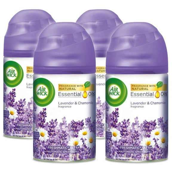Air Wick Automatic Air Freshener Spray Refill, 4ct, Lavender & Chamomile, Odor Neutralization, Essential Oils