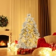 thumbnail image 4 of Patiojoy 4.5 FT Snow Flocked Christmas Tree Hinged Pre-lit Xmas Tree with Branch Tips Warm White LED Lights, 4 of 10