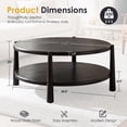 thumbnail image 2 of Dayalane 34.5" Mid-Century Modern Round Coffee Table Shelf, 2-Tier Center Table with Solid Wood Frame, Farmhouse Circle Coffee Table for Living Room Office, Black, 2 of 11