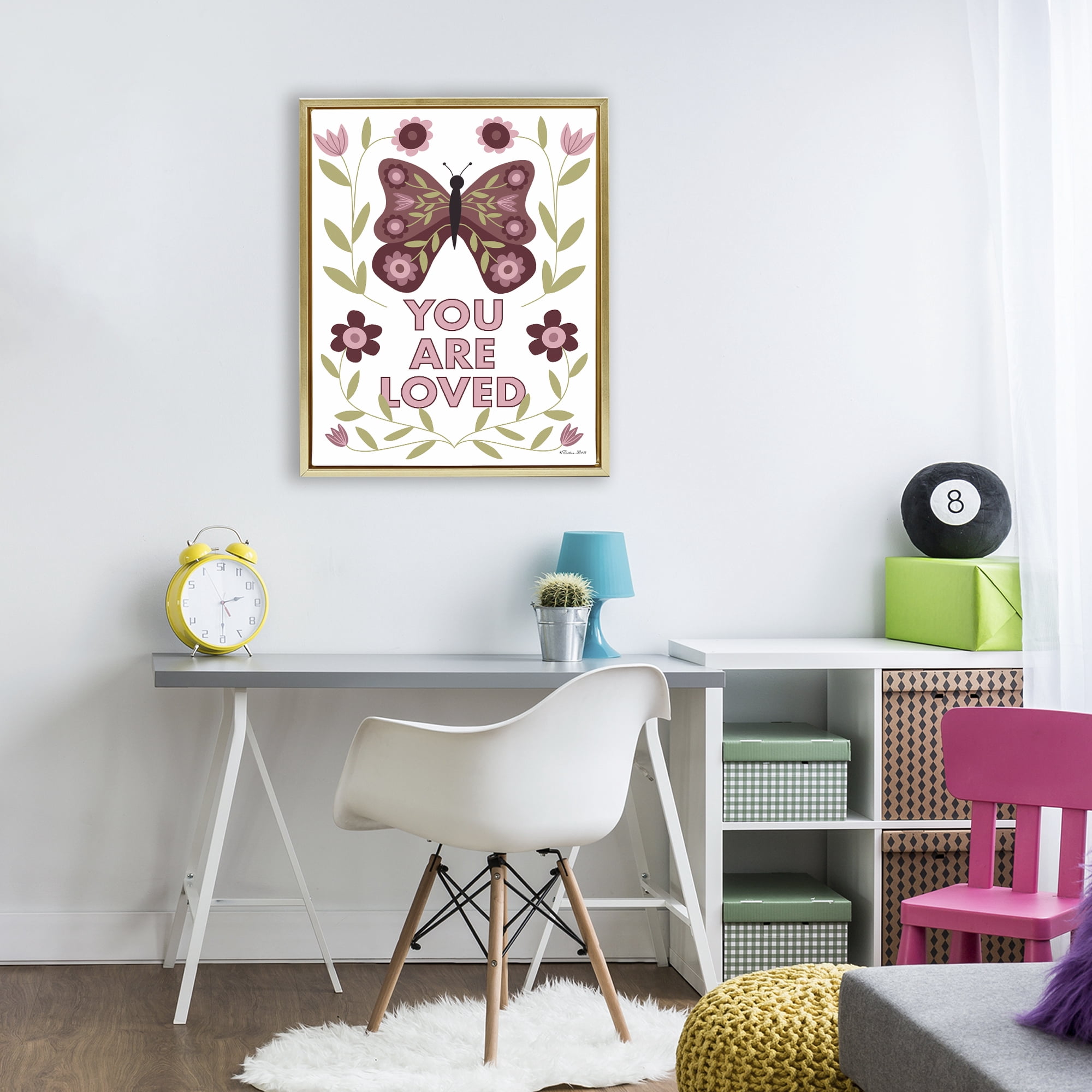 Stupell Industries You Are Loved Symmetrical Gold Framed Floater Canvas Wall Art, design by Susan Ball