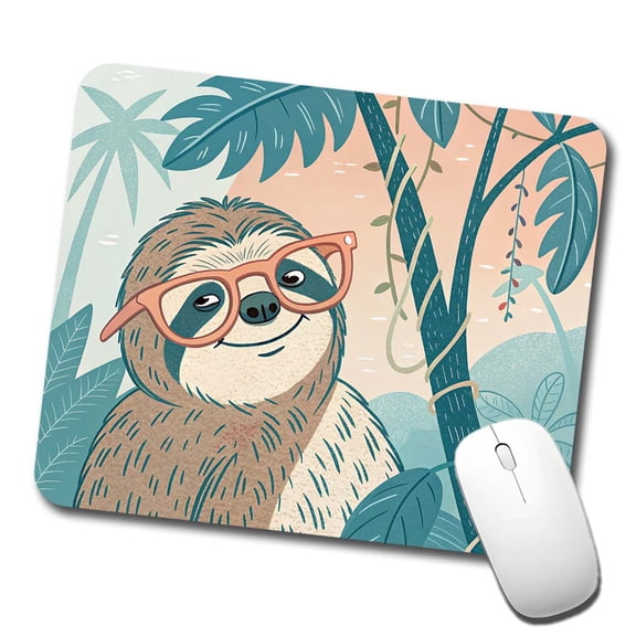 Cool Sloth Wearing Glasses Mouse Pad Low Profile Gaming Mat