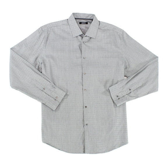 Alfani Mens Grey Geo-Print Shirt S