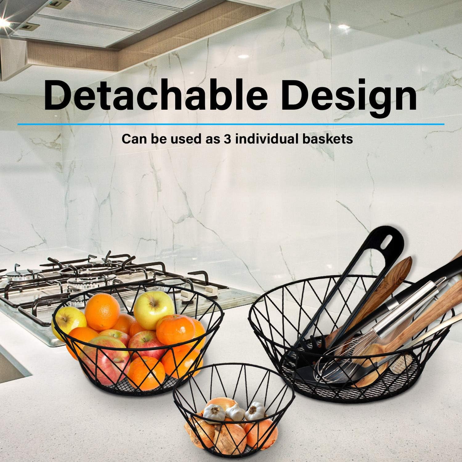 Heavy Duty - 3 Tier Hanging Kitchen Bronze Fruit Basket