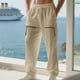 thumbnail image 5 of Pantalones largos de moda para hombre, casuales, de color sólido, con bolsillos y cremallera, cintura elástica, de poliéster., 5 of 9