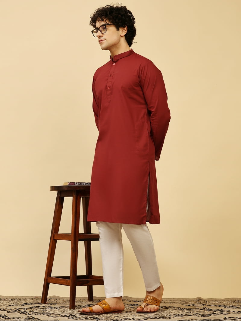 SKAVIJ Mannen Katoen Tuniek Casual Kort Kurta Normale Pasvorm (Wit, X-Large