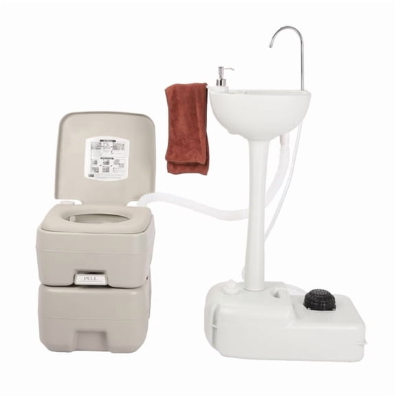 imerelez Upgraded Portable Sink and Toilet Combo - Self-contained 5 Gal Hand Washing Station, Perfect for Camping, RV, Boat, Road Trips, and Campers