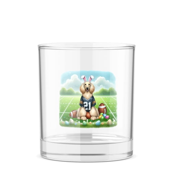Happy Easter Hello Spring Afghan Hound Playing Football 11oz Whiskey Glass Mug Dog Lover Whiskey Cocktail Glasses Cup - 13003