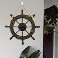 thumbnail image 4 of Retro Nautical Boat Steering Wall Decor Handcraft Wooden Ship Wheel Wall Hanging Decor Ship Rudder Shaped for Wall Boat Weddings Ornament 28cm, 4 of 7