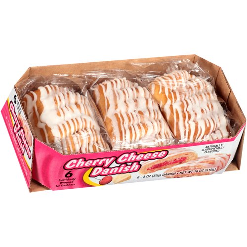 Great Value Cherry Cheese Danish, 6 ct