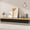 Black, variant on ANPOO Floating TV Stand with LED Lights, High Gloss Wall Mounted Media Console with Rounded Corners & Storage Drawers, Modern Entertainment Center