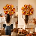 thumbnail image 4 of Fmbmuo Fall Wreath 22 Inch Artificial Sunflower Pumpkin Maple Leaf Wall Hanging Festive Harvest Thanksgiving Decor,Yellow, 4 of 5