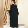 thumbnail image 6 of IBTOM CASTLE Women Muslim Dress Batwing Sleeve Embroidered Abaya Kaftans Modern Elegant Dubai Moroccan Islamic Dresses One Size Black, 6 of 8