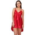 thumbnail image 3 of Up2date Fashion's Women's Sleepwear Sexy High-Low Style Satin Chemise Negligee Nightie Teddy Babydoll Lingerie Nightgown Slip, 3 of 3