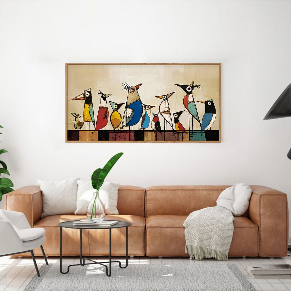 TOARTi Bird Framed Canvas Wall Art Abstract Colorful Birds Painting Modern Animal Wall Decor for Living Room Bedroom Office 20x40 Inch
