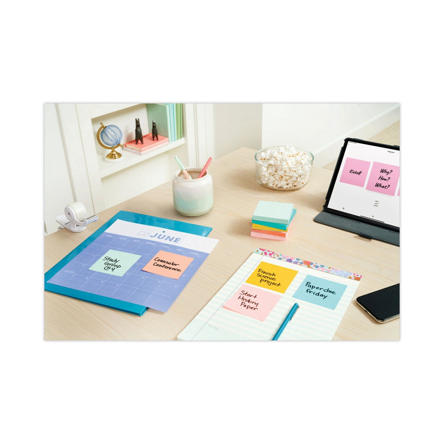 Post-it Original Pop-up Refill, 3" x 3", Beachside Cafe Collection Colors, 100 Sheets Per Pad, 18 Pads Per Pack