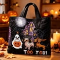 thumbnail image 2 of Resuable Eco Shopping Bag,Halloween Pumpkin Ghost 2D Embroidery Pattern Carry on Bag,Halloween Tote Gift Bags, 2 of 3