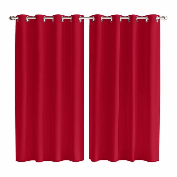 Pure Red Kitchen Curtains 84 Inch Length, Simple Solid Color Grommet Top Bedroom Living Room Curtains, Light Filtering Cafe Curtain Drapes 2 Panels Set 104''x84''