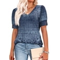 thumbnail image 5 of WIHOLL Womens Tops Vneck Puff Sleeve Buttons Summer Ladies Shirts Plus Size Blouses Dressy Casual Spring Outfits, 5 of 11