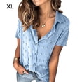 thumbnail image 1 of Camisa de mujer Blusa de gasa informal Camisa de manga corta con botones para niña, Azul, XL Noticed AP001376-24, 1 of 4