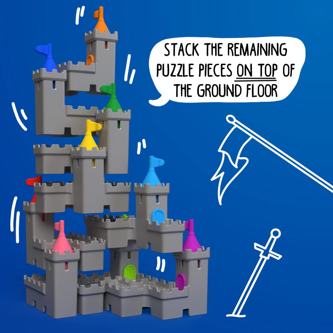 SmartGames Tower Stacks Castle Building Game with 80 Challenges for Ages 8-Adult