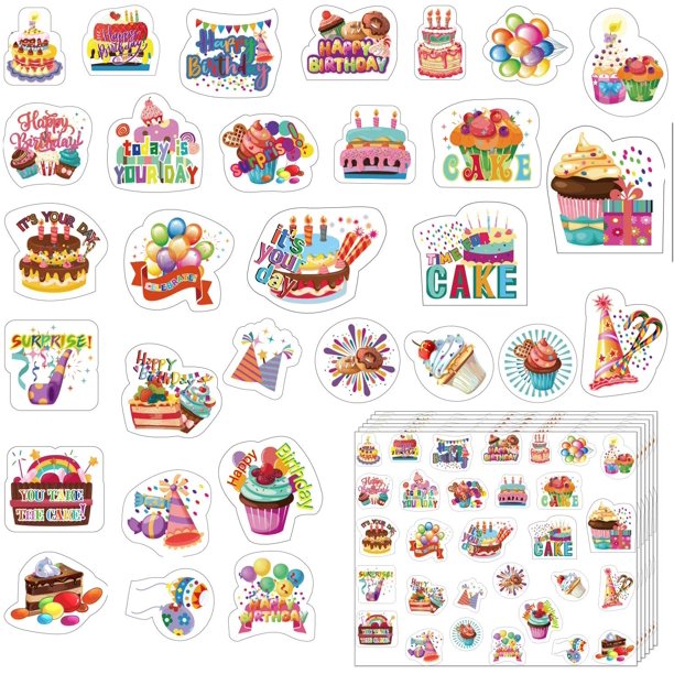600 pieces happy birthday stickers in 30 designs birthday party stickers for kids adults party school supplies reward calendar birthday card color set 1 walmart com