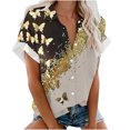 thumbnail image 1 of Blusa con estampado floral de manga corta con cuello en V para mujer OAVQHLG3B Store  lin121212, 1 of 4