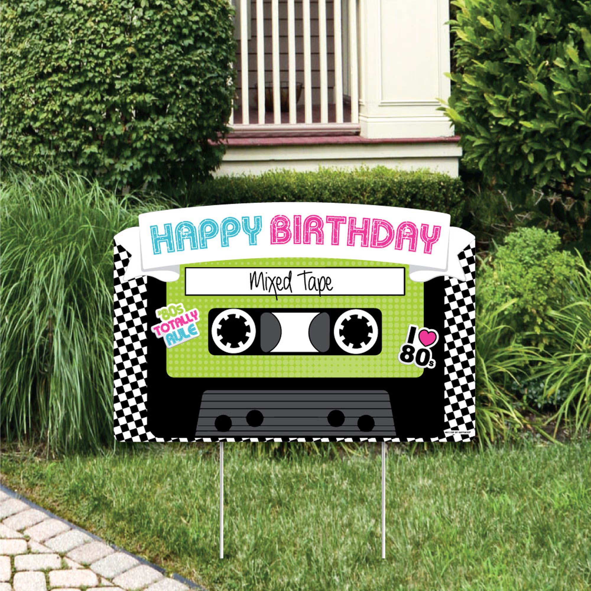 Big Dot of Happiness 80's Retro - Totally 1980s Birthday Party Yard Sign Lawn Decorations - Happy Birthday Party Yardy Sign