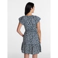 thumbnail image 4 of Time and Tru Women's Cinched Waist Mini Dress with Flutter Sleeves, Sizes XS-XXXL, 4 of 6