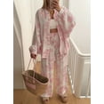thumbnail image 4 of Michellecmm  Women Floral Outfit, Lantern Sleeve Button Down Shirt Drawstring Pants, 4 of 8