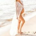 thumbnail image 3 of Maternity Photoshoot Dress - Front Open Lace Maxi Gown for Pregnancy, Floor Length Elegant Dress for Shower & Maternity ,Size for S, 3 of 8