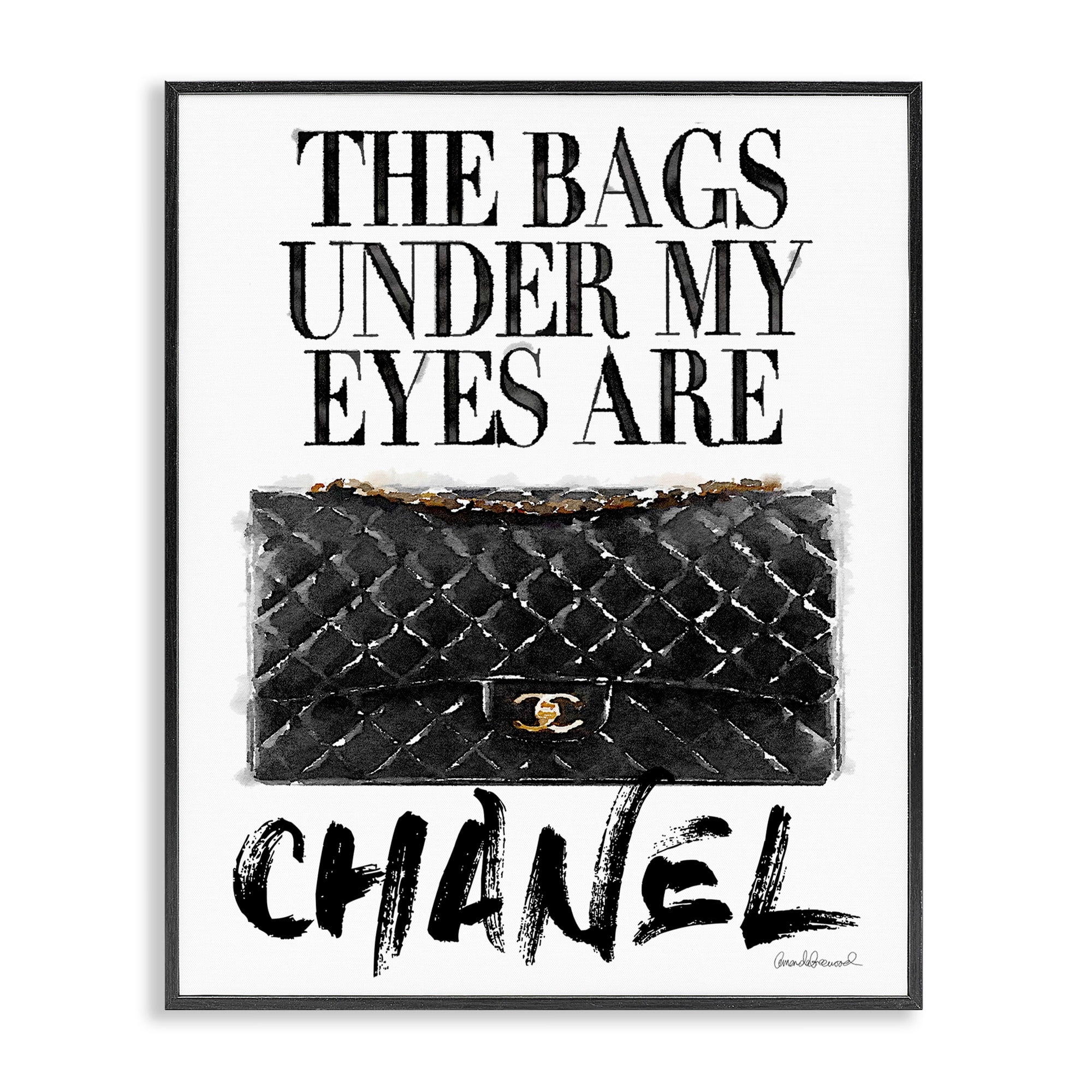 The Stupell Home Decor Collection Glam Bags Under My Eyes Black Bag Framed Giclee Texturized Art