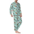 thumbnail image 2 of Picia Christmas Dachshund Pattern Men’s Long-Sleeve Sleepwear Set - Soft 2-Piece Loungewear with Pockets, Comfy PJs for Relaxing Nights-Large, 2 of 7