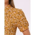 thumbnail image 5 of DARING DIVA Contrast Trim Puff Sleeve Peasant Shirt L Yellow, 5 of 6