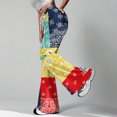 thumbnail image 4 of Women's Fashion Loose Drawstring Waist Retro Printed Casual Sports Flared Pants, Elastic Joggers Sweatpants, Stylish Yoga Pants for Women,Red,S, 4 of 8