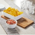 thumbnail image 3 of Better Homes & Gardens Ceramic Chip Dip Bowl with Acacia Tray, Natural Wood Color, 13.5x6.5x2.99 in, 3 of 9