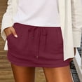 thumbnail image 6 of Short Skirts for Women Women's Drawstring Waist Mini Skirt Built in Shorts, Summer Casual Lightweight Cotton Skirt with Pockets Wine L, 6 of 6