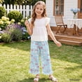 thumbnail image 3 of COEQINE Girls Wide Leg Ruffle Pants High Waisted Palazzo Pants with Pockets Flowy Trousers Comfy Fall Outfits for 5-6 Years Little Girls, Bow Heart Blue, 3 of 8