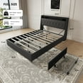 thumbnail image 3 of Full Platform Bed Frame with 4 Storage Drawers, Full Bed Frame with Bookcase Headboard & Built-in Charging Station, Noise-Free, No Box Spring Needed, Black, 3 of 7