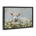 thumbnail image 3 of Stupell Industries Cottage Lamb Resting in Meadow Black Floating Frame Canvas Art, 25 x 17, by Petals Prints Design, 3 of 8