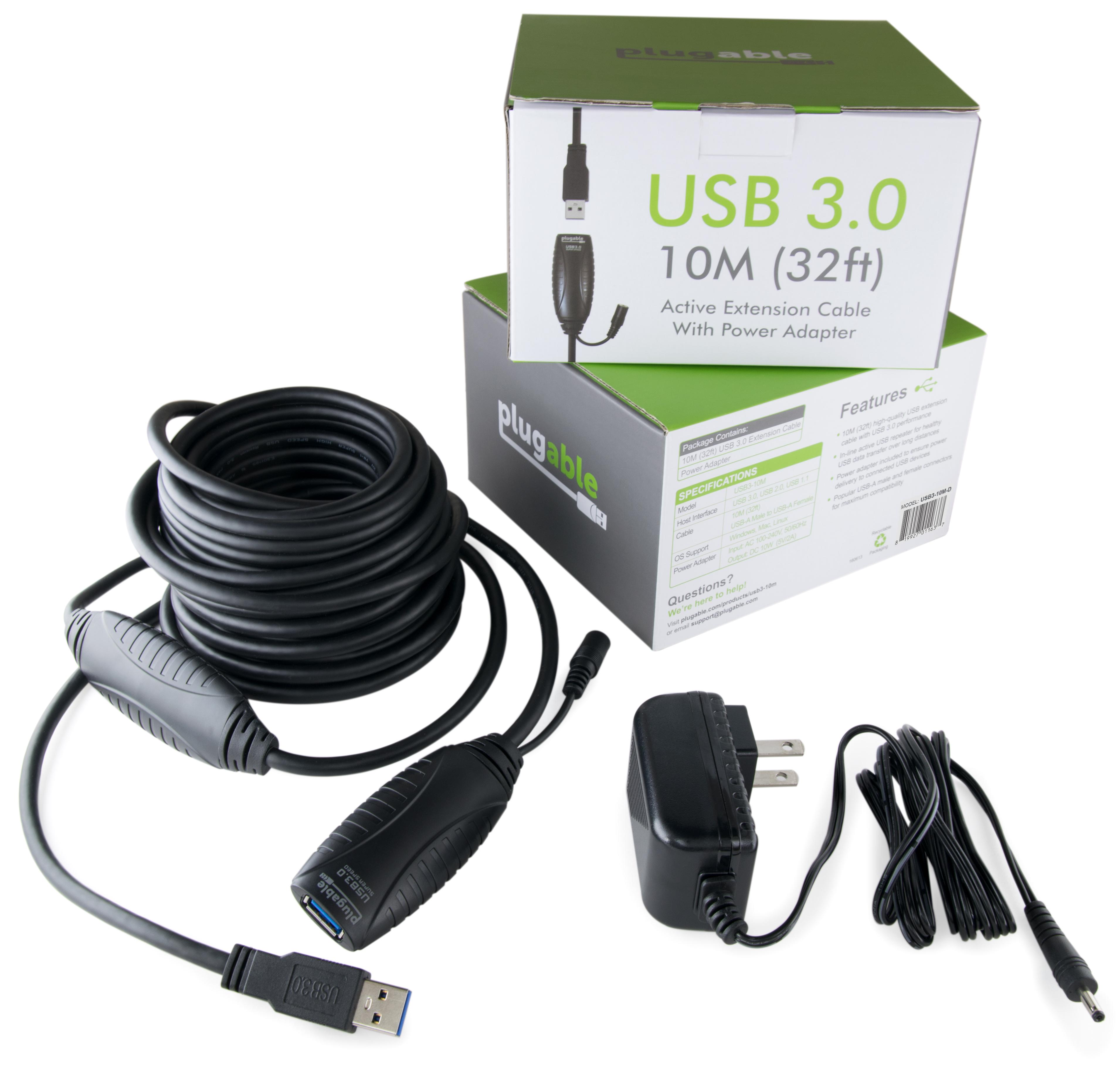 Plugable 10 Meter (32 Foot) USB 3.0 Active Extension Cable with AC Power Adapter and Back-Voltage Protection - image 5 of 5