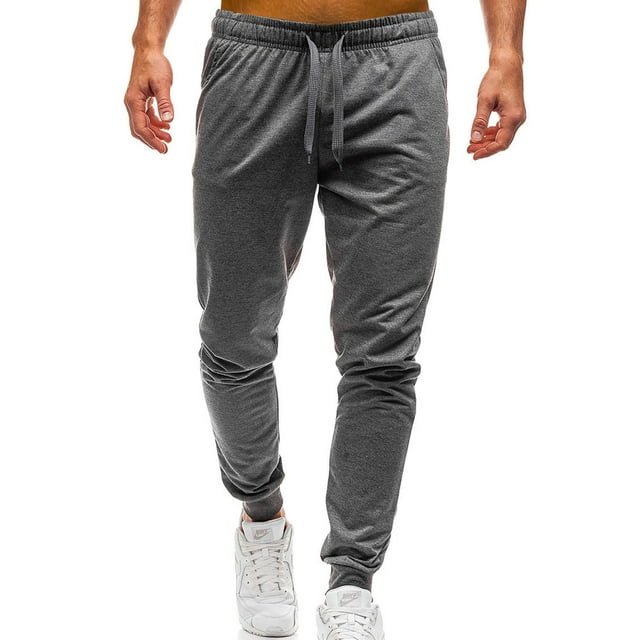 Innerwin Pantalons à Cordon Hommes Bas Sport Taille Haute Pantalons Décontractés Gris Foncé S