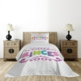 thumbnail image 3 of Ambesonne Feminine Quilted Coverlet 2 Pcs, Little Cartoon Words, Twin Size, Fuchsia Green, 3 of 5