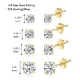 thumbnail image 4 of Lancharmed Gold Plated Earrings for Womens,4 Pairs 4 Claw Zircon Stud 3 4 5 6Mm Earring Gift for Grandma, 4 of 6
