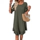 thumbnail image 2 of Vestido Corto Holgado con Mangas Abullonadas, Bajo con Volantes, Cuello Redondo, Fruncido, Color Verde , Talla L, 2 of 10