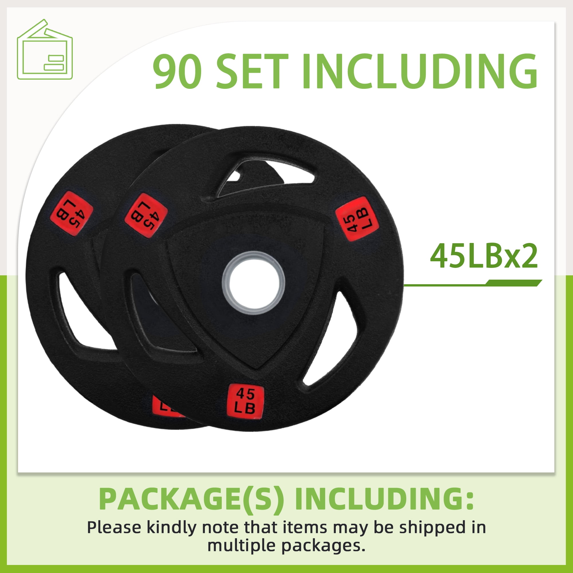 FlexWave 2-Inch Olympic Cast Iron Weight Plates Set, Multiple Sizes Including 5LB, 10LB, and 90LB, for Strength Training & Weightlifting