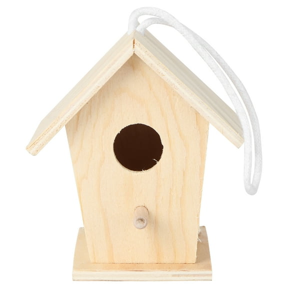 Handmade Wooden Bird House Kit with Twine and Belt for Crafting Bird's Nest Decoration
