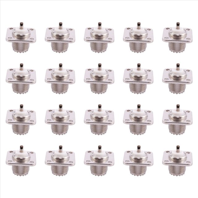 20X Conector RF Copa de Soldadura Montaje en Cubierta Montaje en Chasis SO239 Hembra UHF