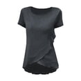 thumbnail image 4 of T Shirts for Women Slim Fit Peplum Short Sleeved Top Blouse T-Shirt Tops Dark Gray M, 4 of 4