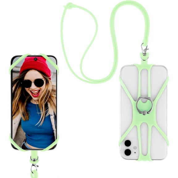 Universal Cell Phone Lanyard with Ring Grip, Adjustable Silicone Strap